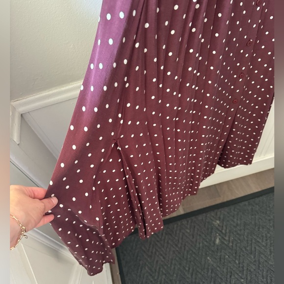 Whistles UK Burgundy Polka Dot Maxi Dress Luxe 90s Vibe - Picture 11 of 14
